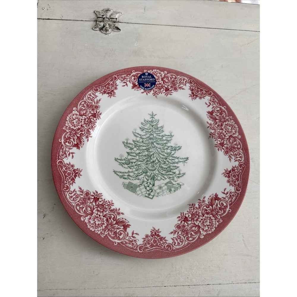 Royal Stafford Christmas Tree Red and Green Dinner Plate 11"